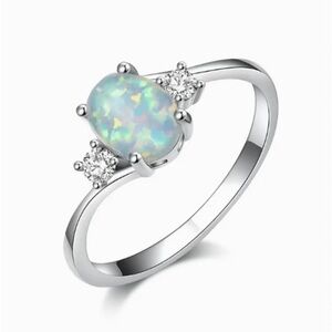 Opal Silver Tone Ring